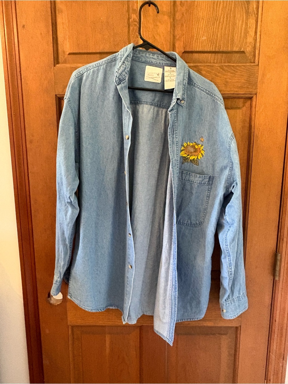 Vintage Marjolein Bastin Button-Down Shirt with Sunflower art embroidered bee - Picture 2 of 5